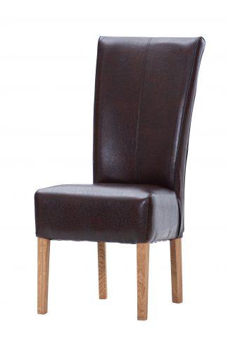 Dubová židle s hnědou koženkou je dokonalou kombinaci kvality, designu a komfortu.