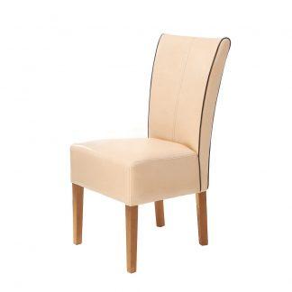 Nadčasová dubová olejovaná židle Herman s béžovou koženkou je skvělou investicí do vašeho nábytku.