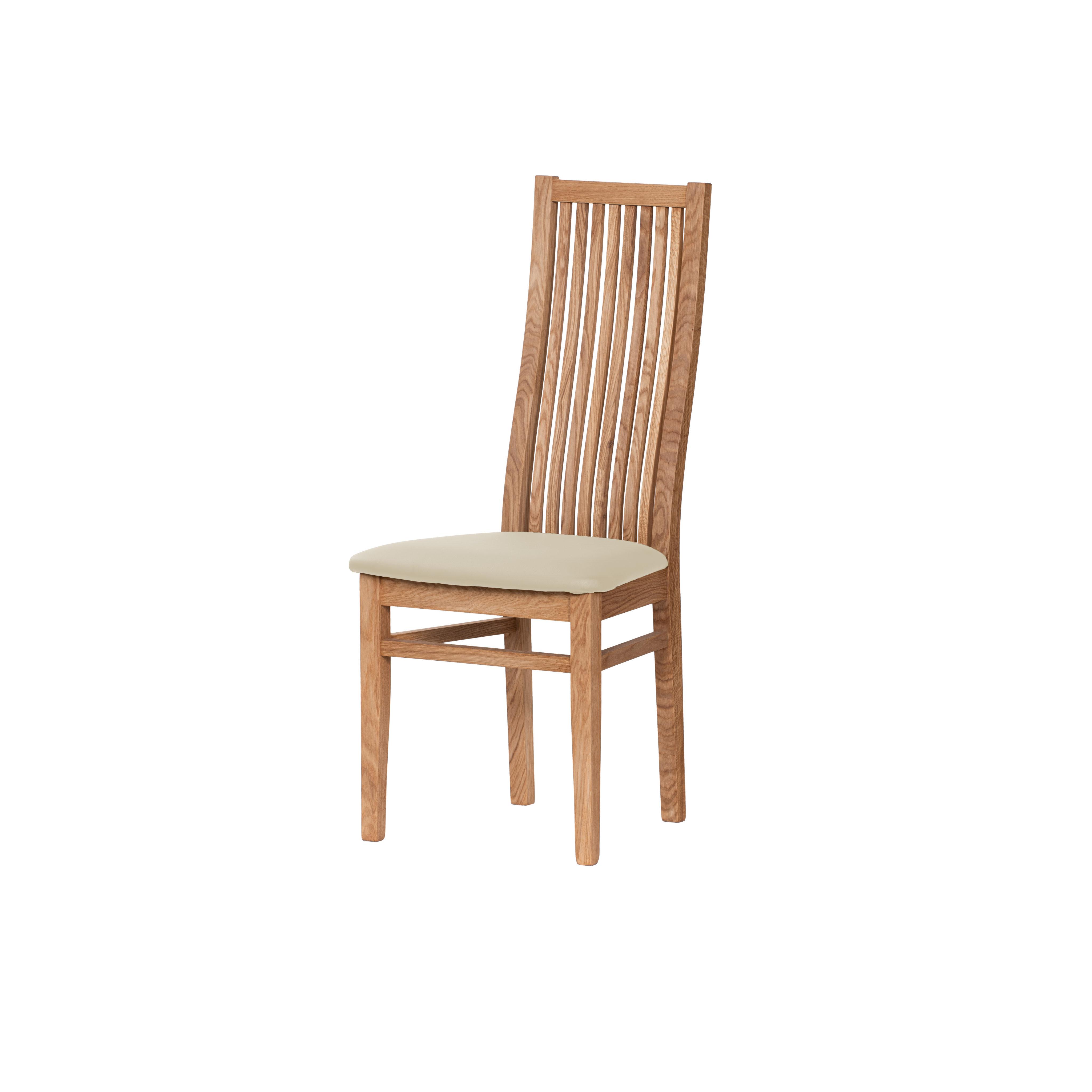 Dubová olejovaná stolička Sandra s béžovou koženkou 1