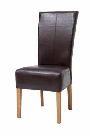 Dubová olejovaná stolička Herman s hnedou koženkou