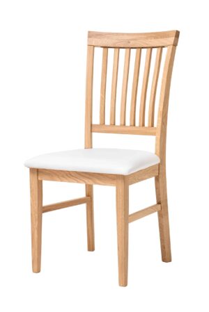 Dubová olejovaná a voskovaná stolička Raines s bielou koženkou