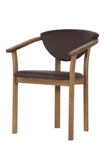 Dubová lakovaná stolička Alexis rustik hnedá koženka 1