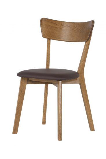 Dubová lakovaná stolička Diana rustik s hnedou koženkou 1