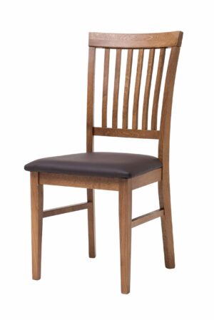 Masívna stolička Raines rustik hnedá koženka dub