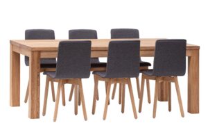 Dubový jedálenský set Korund-Grim sivá látka