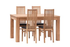 Dubový jedálenský set Korund-Sandra čierna koženka