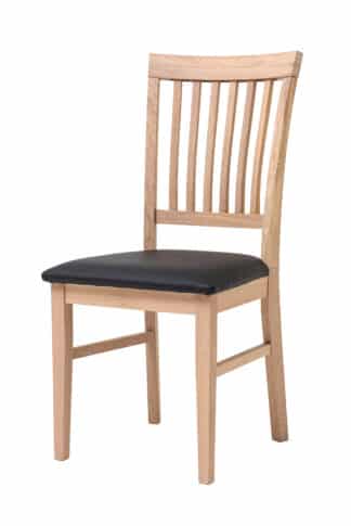 Dubová stolička Raines olejovaný biely dub s čiernou koženkou