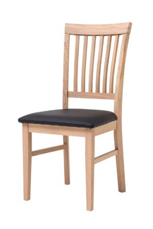 Dubová stolička Raines olejovaný biely dub s čiernou koženkou