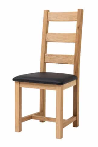 Dubová olejovaná a voskovaná stolička Ladder Back čierna koženka
