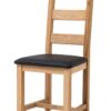 Dubová olejovaná a voskovaná stolička Ladder Back čierna koženka