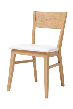 Dubová olejovaná a voskovaná stolička Mika s bielou koženkou
