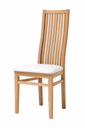 Dubová olejovaná a voskovaná stolička Sandra s bielou koženkou