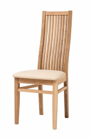 Dubová olejovaná stolička Sandra s béžovou koženkou