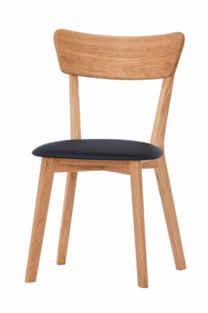 Dubová olejovaná a voskovaná stolička Diana čierna koženka