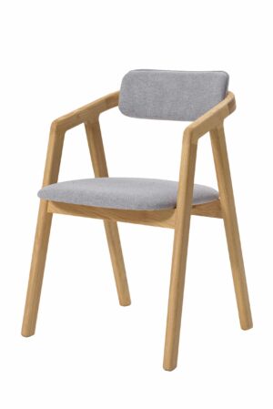 Dubová stolička Aksel so sivým čalúnením