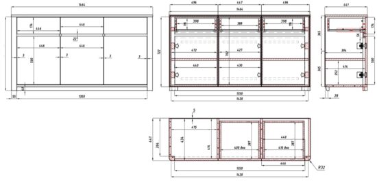 Komoda z masívneho dubového dreva Lausanne 3Z 3D - Image 3