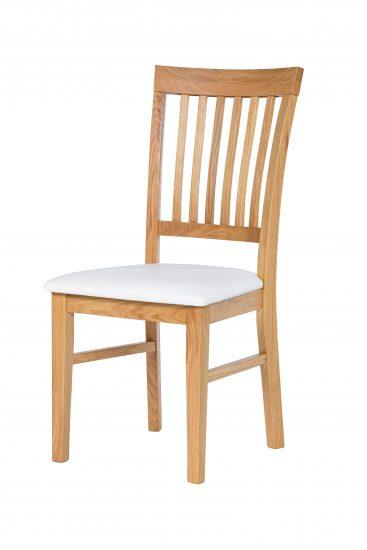 Dubová lakovaná stolička Raines s bielou koženkou 1
