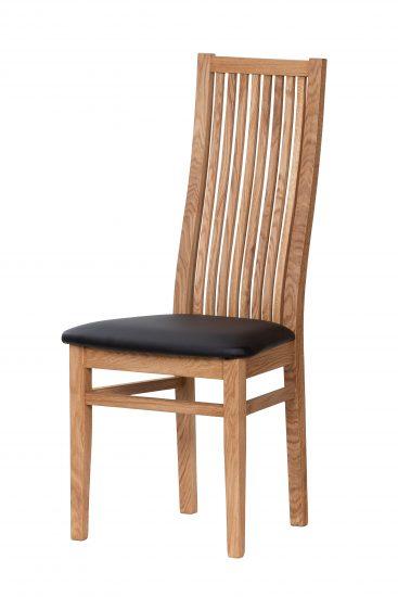 Dubová olejovaná a voskovaná stolička Sandra s čiernou koženkou 1