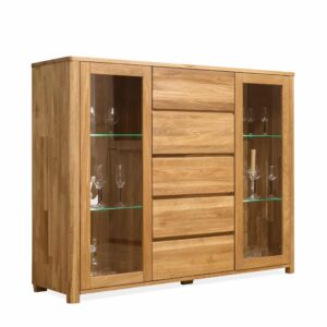 Masivní dubová vitrína Lausanne 4: Přidejte nádech elegance a kvality do svého domova.