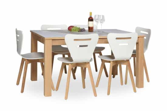 Jedálenský olejovaný stôl Korund z masívneho duba s talianskou mramorovou keramickou doskou (výber dekoru) 1