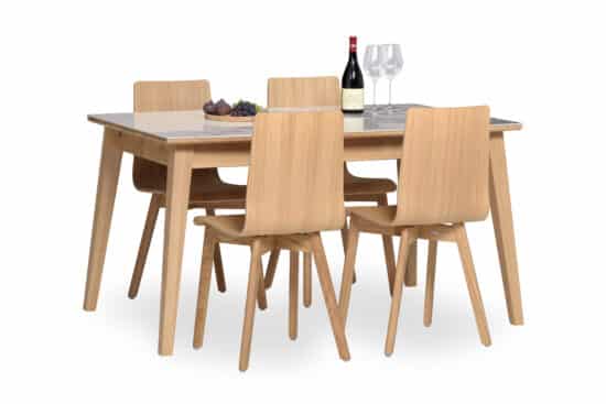 Dubový olejovaný a voskovaný jedálenský stôl Urbano s talianskou mramorovou keramickou doskou (výber dekoru) 1