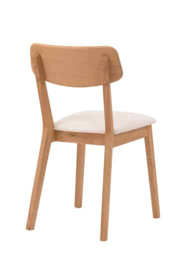 Elegantní dubová židle Vilnius s bílou koženkou přinese pohodlí a styl do vaší jídelny, kavárny nebo restaurace.
