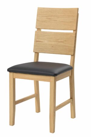 Masívna dubová olejovaná a voskovaná stolička Karla čierna koženka