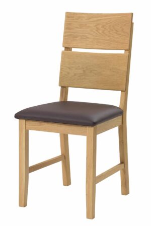 Masívne dubové olejované a voskované kreslo Karla z hnedej koženky