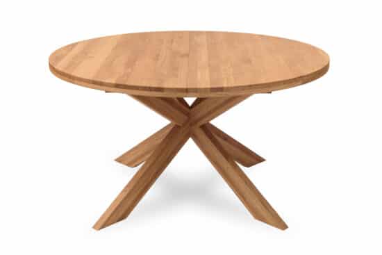 Masívny dubový olejovaný a voskovaný okrúhly rozkladací jedálenský stôl Milan 1
