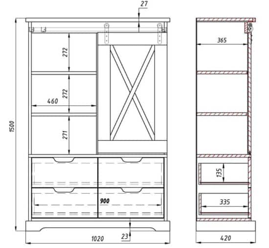 Masivní skříň do obývacího pokoje Railway 1 je ztělesněním dokonalé kombinace kvality, funkčnosti a designu, který nikdy nevyjde z módy.