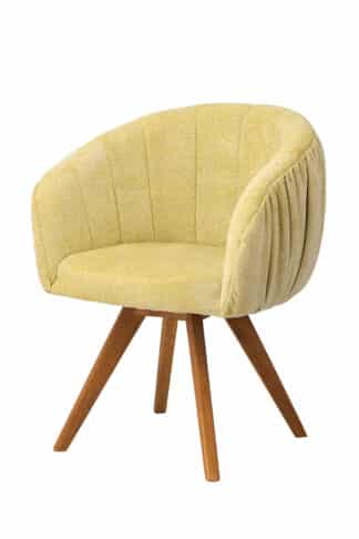 Štýlové otočné kresielko Elba kombinuje prírodnú krásu masívneho dubu s elegantným žltým čalúnením, ktoré interiéru dodáva sviežosť a pozitívnu energiu. Ponúka výnimočné pohodlie, praktické otáčanie do strán a automatické vrátenie sedáku do pôvodnej polohy. Je ideálnou voľbou pre moderné aj klasicky ladené interiéry, kde sa stane výrazným a pritom harmonickým prvkom.
