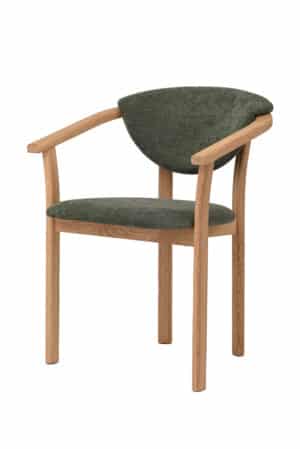 Elegantná drevená stolička Alexis z masívneho dubu v kombinácii so zeleným čalúnením prináša pohodlie, kvalitu a nadčasový dizajn. Ergonomický tvar a praktické opierky zaisťujú maximálny komfort pri každodennom sedení. Alexis sa ľahko stane štýlovým doplnkom jedálne, pracovne aj obývacieho priestoru.