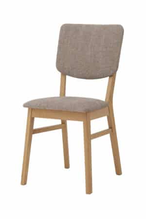 Stolička Tallin v sebe spája prírodnú krásu masívneho dubu a elegantné hnedé čalúnenie, ktoré dodá interiéru útulný, nadčasový a vkusný vzhled. Ergonomicky tvarované operadlo spolu s mäkkým polstrovaním poskytujú maximálne pohodlie pri každom posedení. Kvalitná hnedá látka pôsobí elegantne, je príjemná na dotyk a zároveň odolná voči každodennému používaniu.