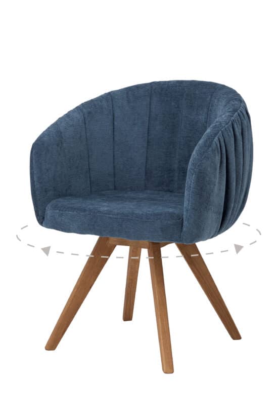 Dubové kresielko Elba v modrom prevedení spája elegantný design, vysoký komfort a kvalitné prírodné materiály. Masívna dubová konštrukcia v kombinácii s bohato čalúneným sedákom a otočným mechanizmom zaisťuje pohodlné a štýlové sedenie. Ideálna voľba do moderných aj nadčasových interiérov.